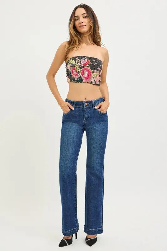 Casey Curvy Tummy Control High Rise Bootcut Jean by Boutique 23