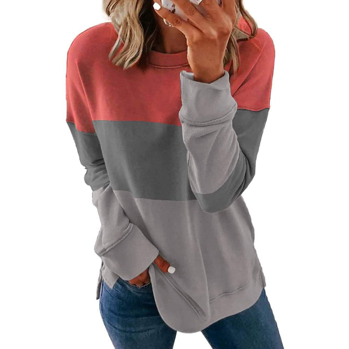 Casual Crewneck Tie Dye Sweatshirt Striped Printed Loose Soft Long Sleeve Pullover Tops Shirts by DailySale