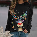 Casual O-Neck Long Sleeve Elk Print Hoodies and Pullover Tops Tees Hoody by DailySale