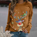 Casual O-Neck Long Sleeve Elk Print Hoodies and Pullover Tops Tees Hoody by DailySale
