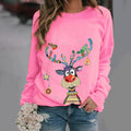 Casual O-Neck Long Sleeve Elk Print Hoodies and Pullover Tops Tees Hoody by DailySale