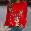 Casual O-Neck Long Sleeve Elk Print Hoodies and Pullover Tops Tees Hoody by DailySale