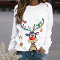 Casual O-Neck Long Sleeve Elk Print Hoodies and Pullover Tops Tees Hoody by DailySale