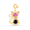 Cat Charm Necklace 18K yellow Gold Over Silver by Fine Color Jewels