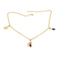 Cat Charm Necklace 18K yellow Gold Over Silver by Fine Color Jewels