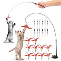 Cat Feather Wand Rod with 12 Pieces Feather Replacements for Cats by DailySale