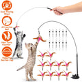 Cat Feather Wand Rod with 12 Pieces Feather Replacements for Cats by DailySale