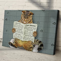Cat Toilet Reading Newspaper Canvas Wall Art by Tailored Canvases