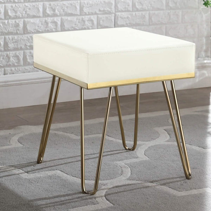Catheau Square Ottoman Brass Finished Frame Hairpin Legs by DailySale