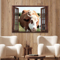 Cattle On Window Canvas Wall Art by Tailored Canvases