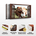 Cattle On Window Canvas Wall Art by Tailored Canvases