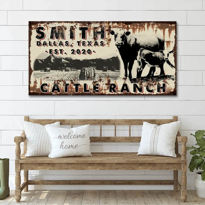 Cattle Ranch Vintage Sign by Tailored Canvases
