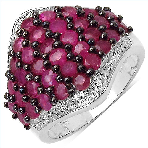 2.76 Carat Genuine Ruby & White Topaz .925 Sterling Silver Ring by Bids.com