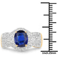 14K Yellow Gold Plated 2.56 Carat Genuine Kyanite and White Topaz .925 Sterling Silver Ring by Bids.com