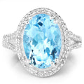 8.15 Carat Genuine Blue Topaz and White Topaz .925 Sterling Silver Ring by Bids.com