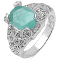 2.52 Carat Genuine Emerald & White Topaz .925 Sterling Silver Ring by Bids.com