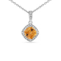 Silver Natural Cushion Citrine Earrings and Necklace Jewelry Sets by Fine Color Jewels