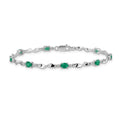 Genuine Green Emerald and Diamond Twisted Link 7 inch Bracelet by Fine Color Jewels