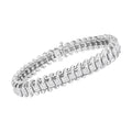 14K White Gold 5.0 Cttw Princess Cut Diamond 7" Invisible Set Wavy S-Link Tennis Bracelet (G-H Color, SI1-SI2 Clarity) by Bids.com