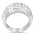 .925 Sterling Silver 1.0 Cttw Baguette-Cut Diamond 6-Row Channel Set Domed Tapered Cocktail Fashion Ring (H-I Color, I2-I3 Clarity) - Size 6-1/2 by Bids.com