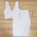 2pc Bandage Sleeveless V-Neck top w/ Braided Detail Skirt Set by The House of Stylez