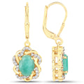 2.36 Carat Genuine Emerald and White Topaz .925 Sterling Silver Earrings by Bids.com