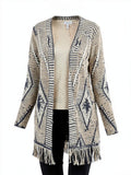 Style and Co Jacquard Knit Fringed-Hem Long Cardigan, Size Small by Vanessa Jane