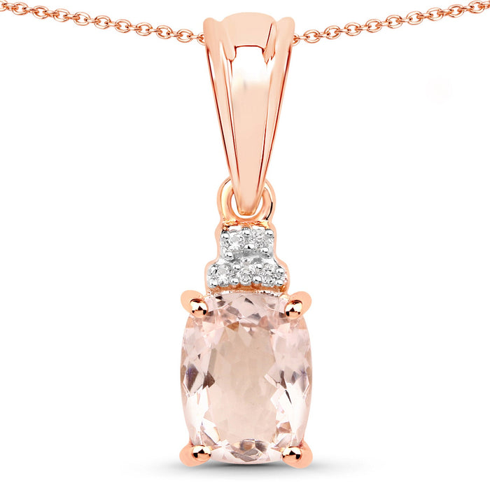 1.12 Carat Genuine Morganite and White Topaz .925 Sterling Silver Pendant by Bids.com