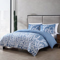 City Scene Branches 3-Piece Blue Floral Cotton Full/Queen Duvet Cover Set by Vanessa Jane