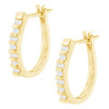 10K Yellow Gold Round and Baguette Cut Diamond Oblong Hinged Leverback Hoop Earrings (Â¼ Cttw, I-J Color, I2-I3 Clarity) by Bids.com