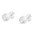 .925 Sterling Silver 1/5 Cttw Round Brilliant-Cut Near Colorless Diamond Miracle-Set Bezel Barrel Style Stud Earrings (I-J Color, I2-I3 Clarity) by Bids.com