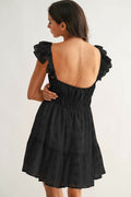 Chiffon Flutter Embroidered Sleeve Mini Dress by Boutique 23