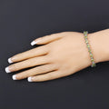 Heart Green Peridot & Diamond Prong Silver Box Clasp Tennis Bracelet by Fine Color Jewels