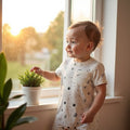 short sleeve romper | celestial by Finn + Emma