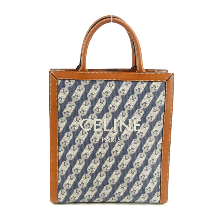 Celine Blue Triomphe Canvas Vertical Cabas 2Way Shoulder Bag #3384 by Bolt Boutique