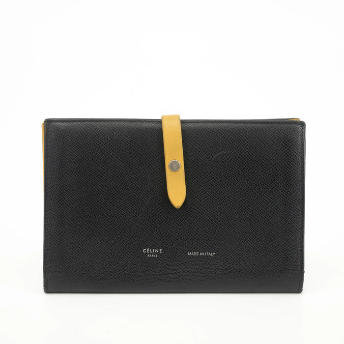 Celine Medium Leather Colorblock Pattern Multifunction Wallet Black #3594 by Bolt Boutique
