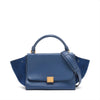 Celine Trapeze Leather & Suede 2 Way Handbag Blue #3266