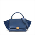 Celine Trapeze Leather & Suede 2 Way Handbag Blue #3266 by Bolt Boutique
