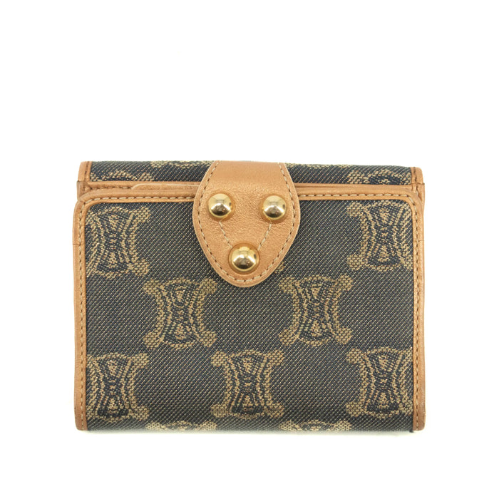 Celine Triomphe Canvas Beige x Blue Demin Compact Wallet #3950 by Bolt Boutique