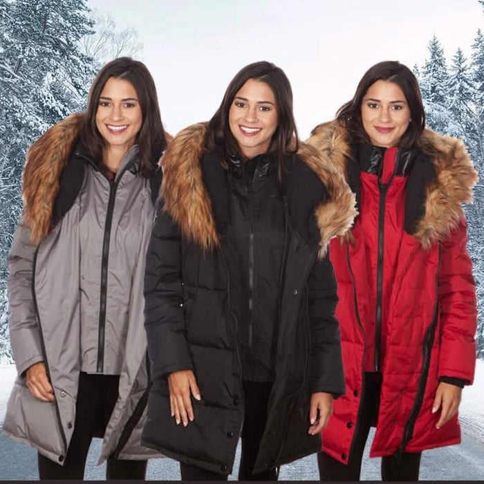 Celsius Women's Faux Fur Hooded Biker Style Puffy Coat by DailySale