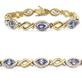 14K Yellow Gold Plated 3.08 Carat Genuine Tanzanite .925 Sterling Silver Bracelet by Bids.com