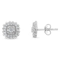 .925 Sterling Silver 1/2 Cttw Round-Cut Diamond Halo Cluster Stud Earring (I-J Color, I2-I3 Clarity) by Bids.com