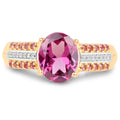 14K Yellow Gold Plated 3.32 Carat Genuine Rhodolite and White Topaz .925 Sterling Silver Ring by Bids.com