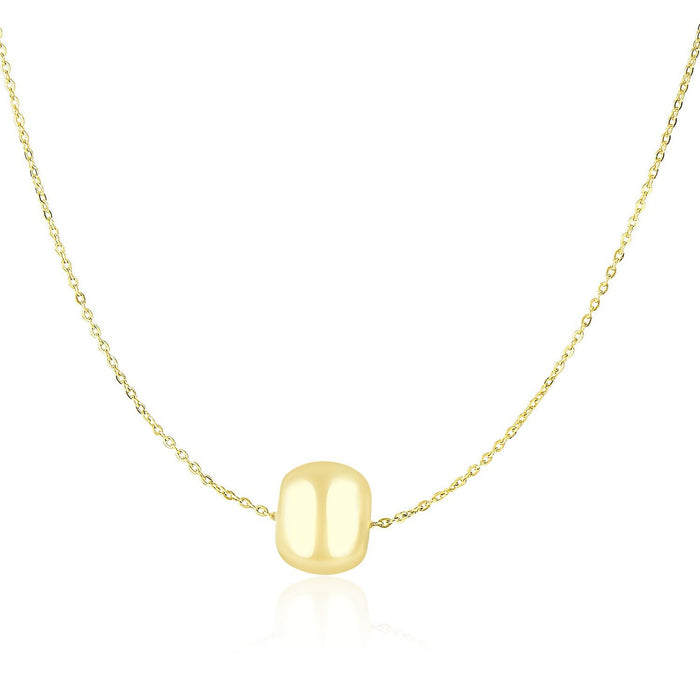 14k Yellow Gold Necklace with Shiny Barrel Bead Charm by Bids.com