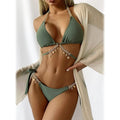 Chain Linked Triangle Tie Side Bikini Swimsuit by DailySale