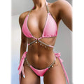 Chain Linked Triangle Tie Side Bikini Swimsuit by DailySale