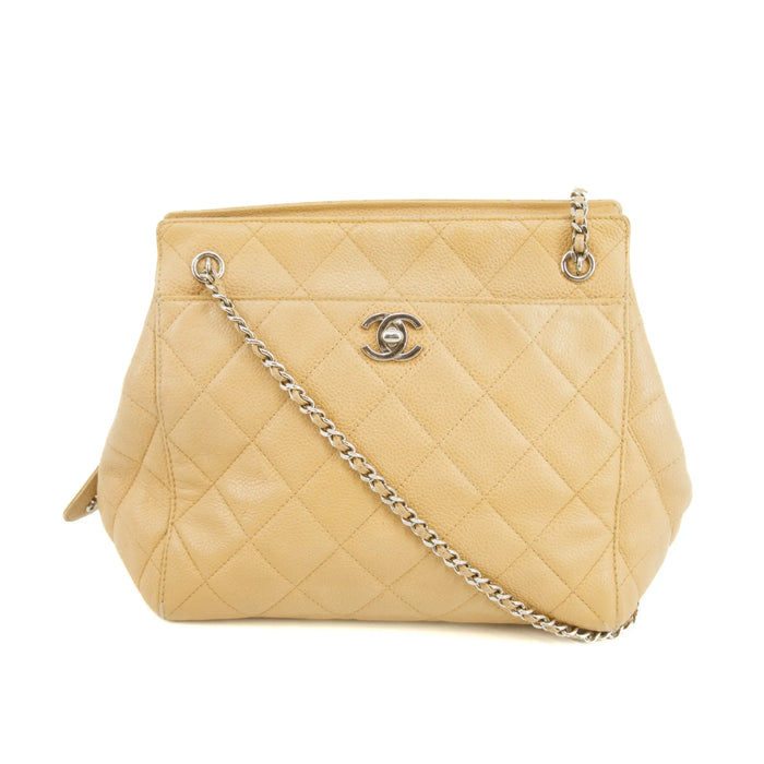 Chanel Beige Caviar Skin CC Quilted Matelasse Shoulder Bag #3761 by Bolt Boutique
