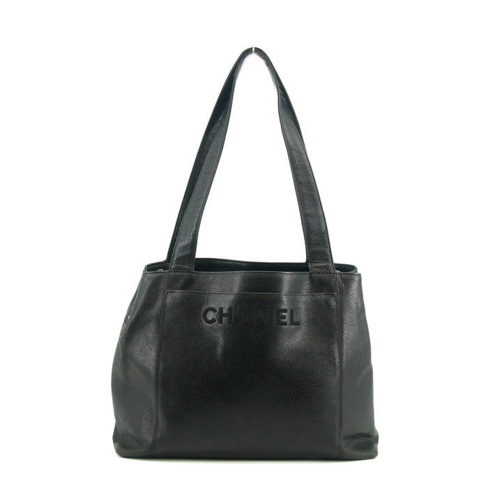 Chanel Black Caviar Skin Logo LAX Tote Bag #2759 by Bolt Boutique