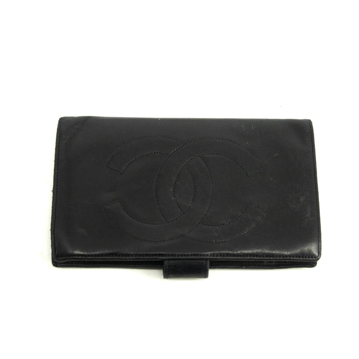 Chanel Black Lambskin Bifold Long Wallet #3925 by Bolt Boutique