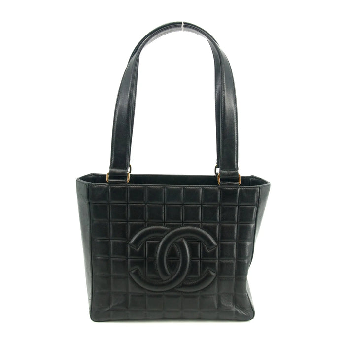 Chanel Black Lambskin Chocolate Bag Square Quilt Tote Bag #3455 by Bolt Boutique